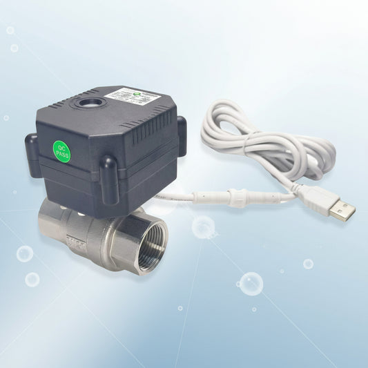 Electronic valve with USB cable on a white background